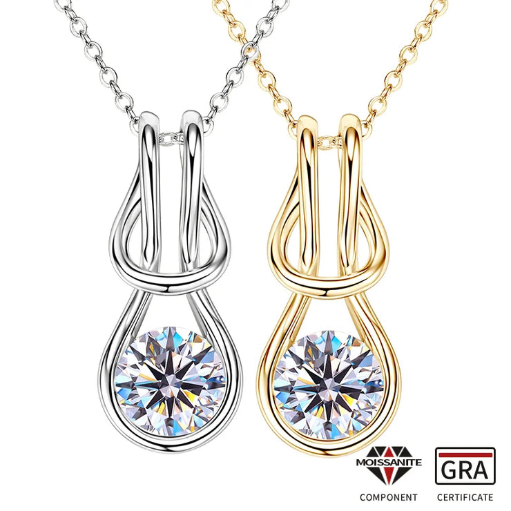 RAPRGOLD 2.0CT Moissanite Classic Pendant Necklace