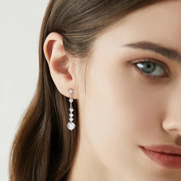 FEOBUR 3CT Moissanite Drop Earrings - 925 Silver