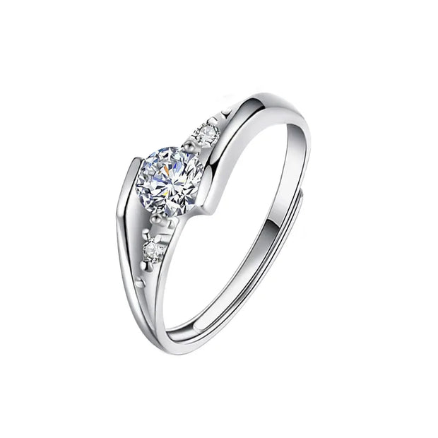 925 Silver Moissanite Couple Rings Wedding Engagement Bands for his and hers engagement bands Moissanite rings open and adjustab