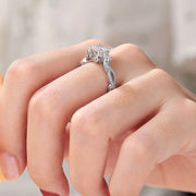 Newshe Genuine 925 Sterling Silver Three Princess Cut AAAAA CZ Infinite Engagement Rings for Women Fine Wedding Jewelry