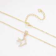 Raprgold 14K Solid Gold Cubic Zirconia Animal Pendant with 925 Silver Link Chain 20'' Delicate Necklace In The Shape Of A Fish
