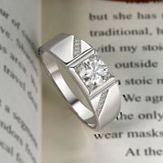 Newshe Moissanite Rings for Men 925 Sterling Silver Solitaire Round 1.0 Ct Diamond Ring Promise Wedding Band Luxury Jewelry