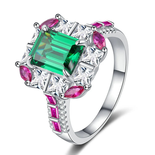 Wong Rain Vintage Emerald & High Carbon Diamond Ring