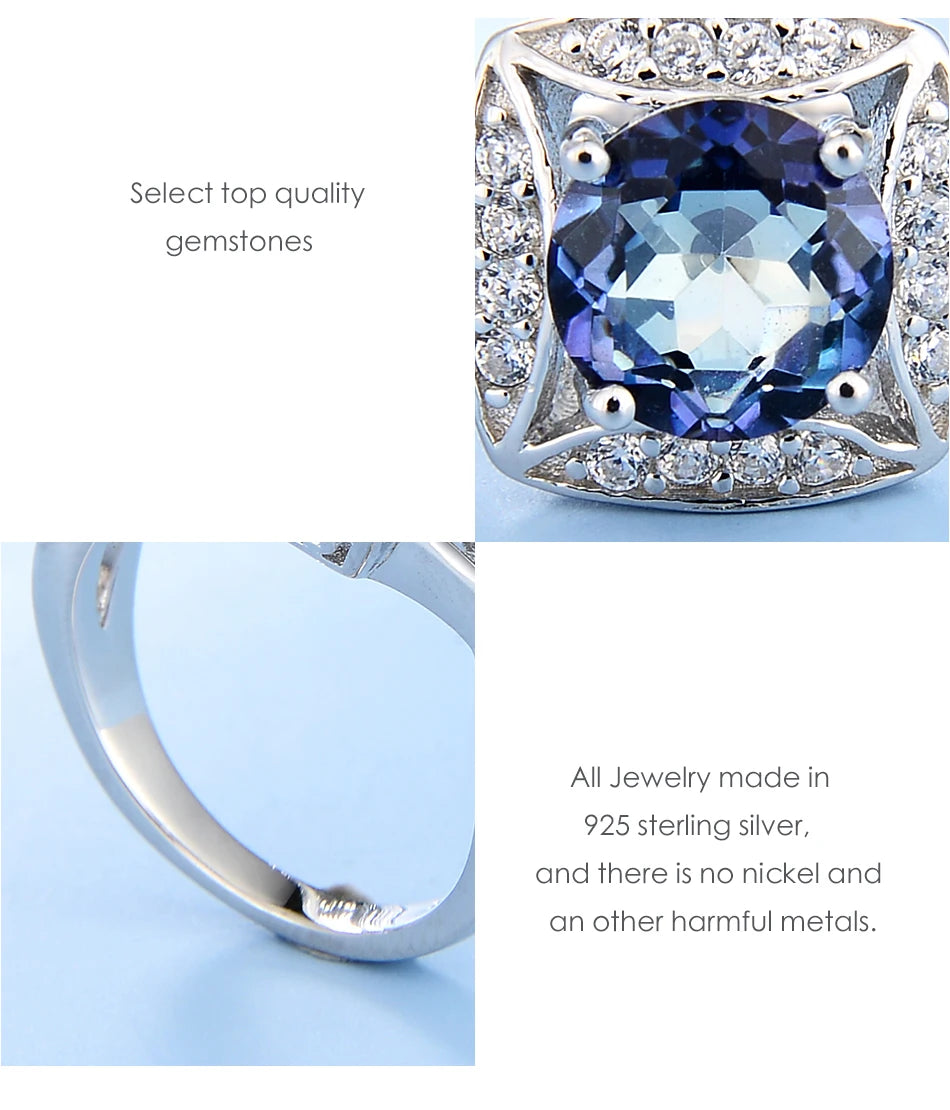 GEM'S BALLET 925 Sterling Silver Rings for Women Iolite Blue Mystic Quartz Ring Gemstone Romantic Gift Engagement Jewelry