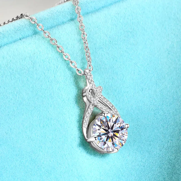RAPRGOLD 2ct Moissanite Waterdrop Pendant Necklace