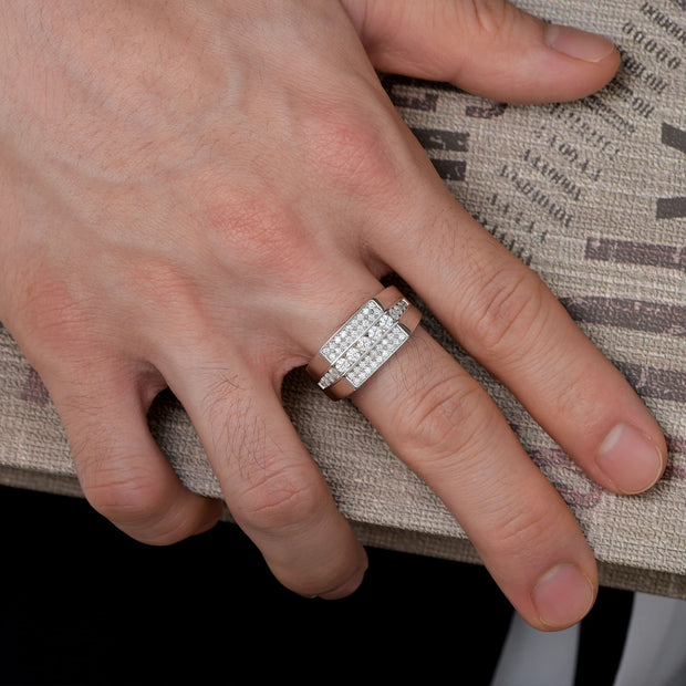 Newshe Full Moissanite Wedding Band for Men 925 Sterling Silver Engagement Rings Pave Brilliant Round Eternity Promise Ring