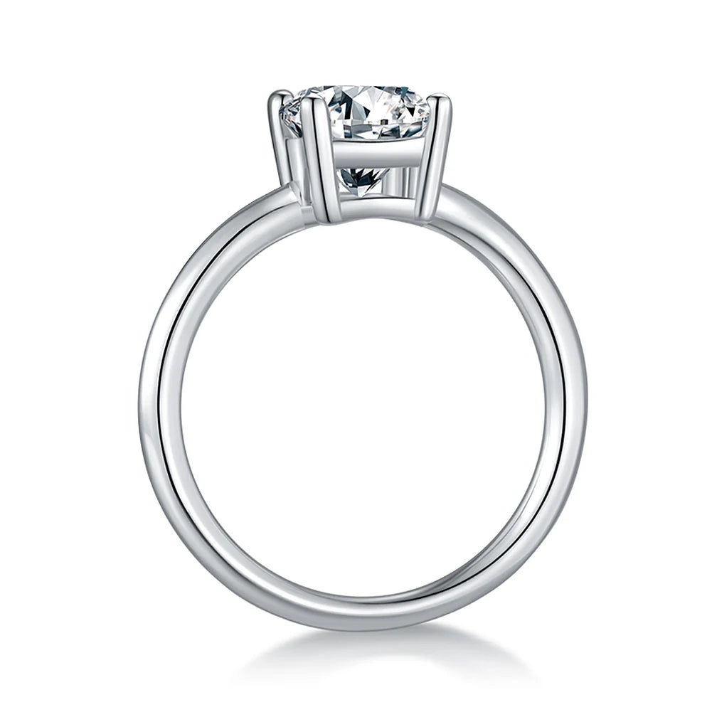 Emerald Cut Moissanite Ring in 925 Sterling Silver with 18K White Gold Plated