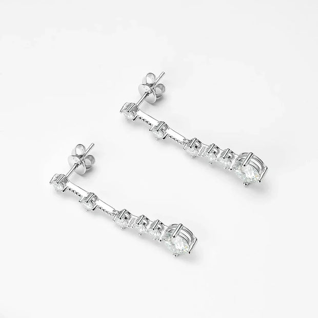 FEOBUR 3CT Moissanite Drop Earrings - 925 Silver
