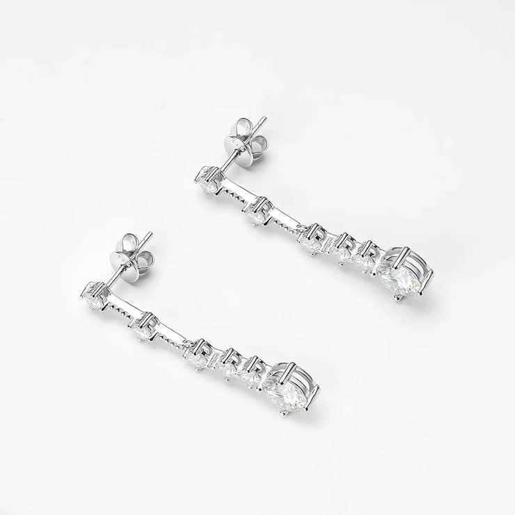 FEOBUR 3CT Moissanite Drop Earrings - 925 Silver