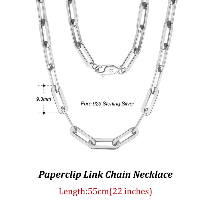 ORSA JEWELS 14K Gold Plated Genuine 925 Sterling Silver Paperclip Neck Chain 6/9.3/12mm Link Necklace for Women Men Jewelry SC39