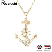 RAPRGOLD Round Moissanite Anchor Pendant Necklace S925 Sterling Silver Fashion Exquisite Necklaces for Men Women Jewelry Gifts