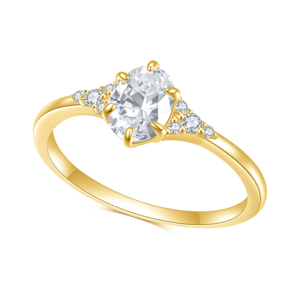 GEM'S BALLET 925 Sterling Silver Women's Moissanite Ring Muse 1.076TCW Round Cut Classic Moissanite Engagement Ring Gift For Her