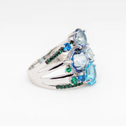 GEM'S BALLET Natural Mystic Quartz Topaz Statement Ring