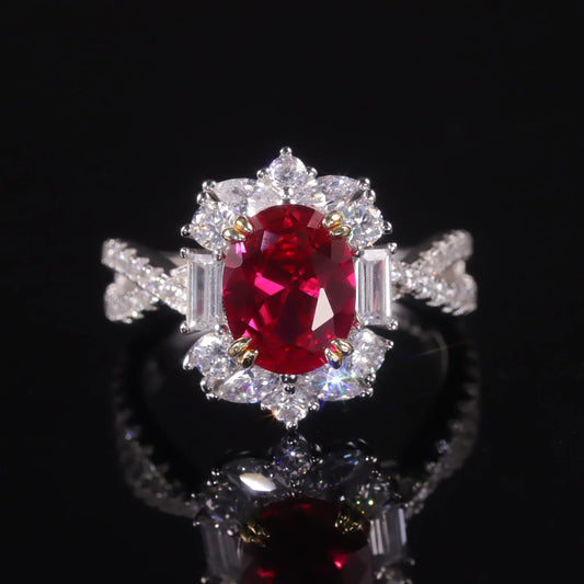 GEM'S BALLET Vintage Oval Ruby Cocktail Ring