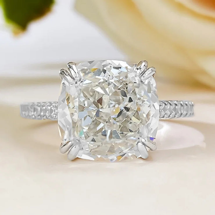 Cushion Cut 10mm Moissanite Diamond Ring 100% Real 925 Sterling Silver Party Wedding Band Rings for Women Men Engagement Jewelry