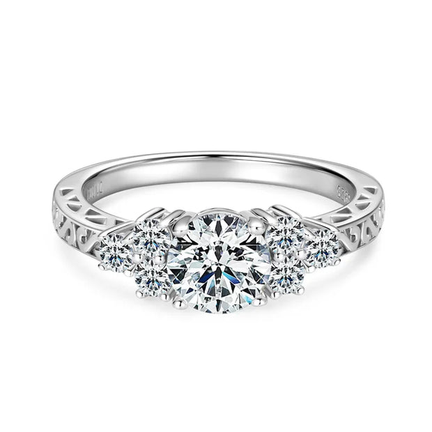 Tapered Trellis Five Stone Moissanite Ring