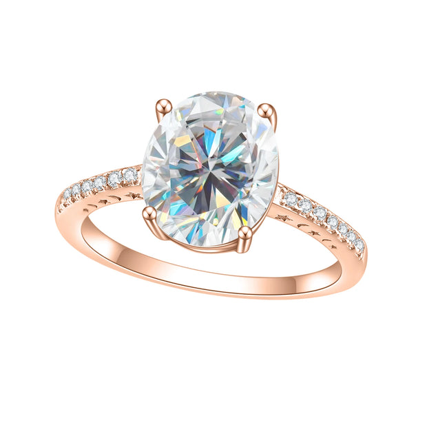 GEM'S BALLET AU750 585 14K 10K 18K Gold 925 Silver Moissanite Ring 3.0CT Oval Cut Halo Pave Set Moissanite Engagement Ring