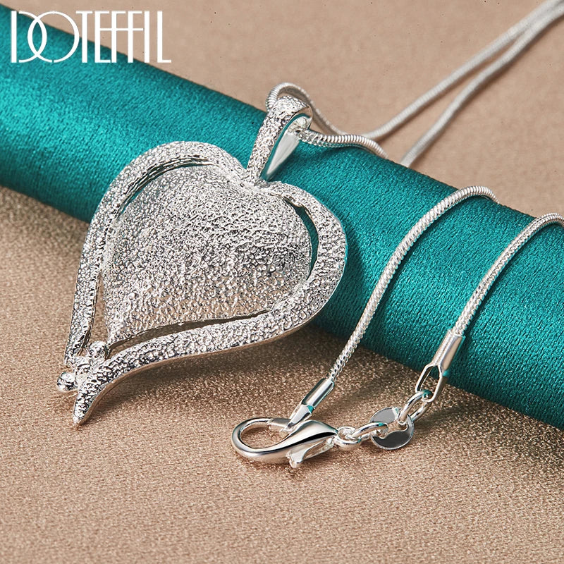 925 Sterling Silver Heart Pendant Necklace 16-30 Inch Snake Chain for Woman Wedding Engagement Party Charm Jewelry