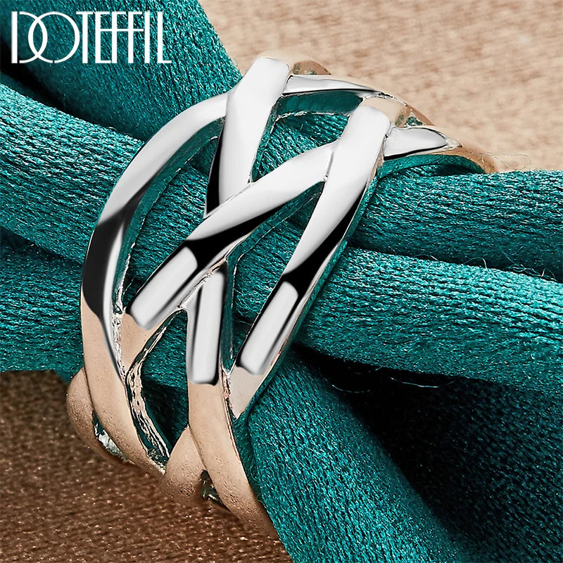 925 Sterling Silver Cross Intertwined Ring for Woman Wedding Engagement Party Fashion Charm Jewelry