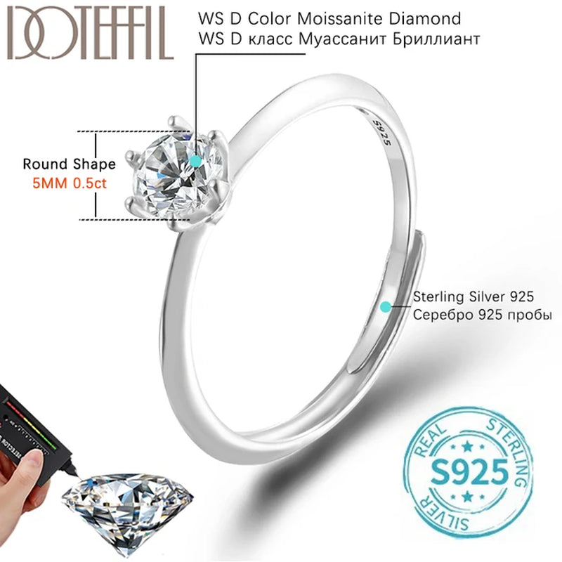 GRA Certified 0.5-3CT Moissanite Ring VVS1 Lab Diamond Solitaire Ring for Women Engagement Promise Wedding Band Jewelry