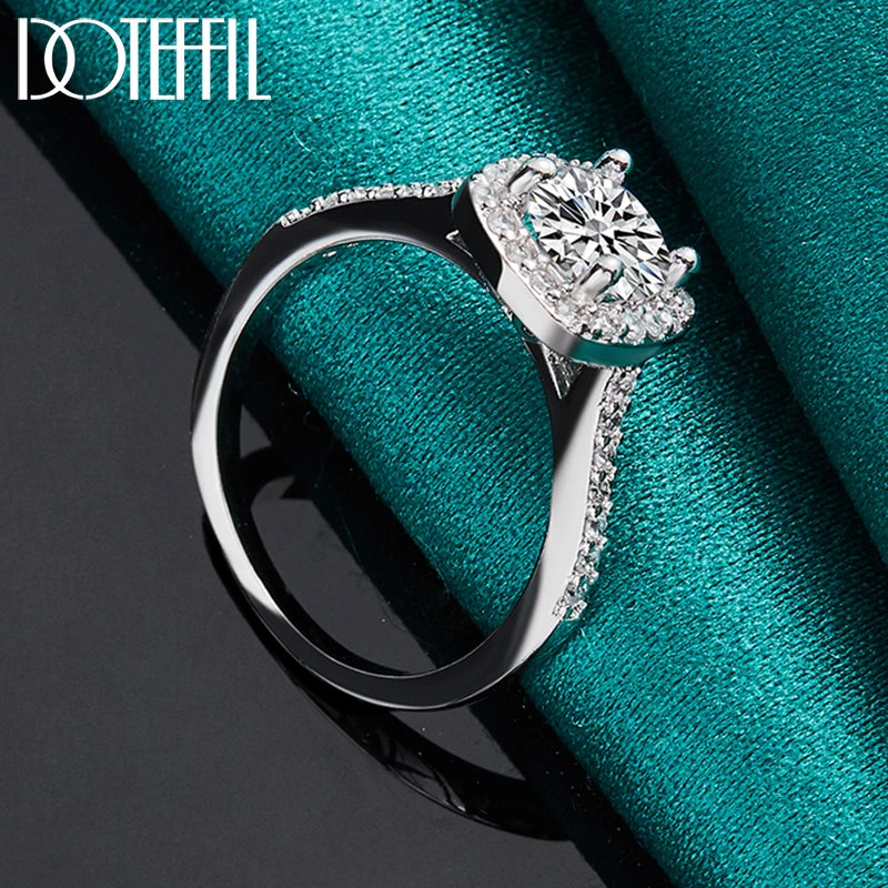 925 Sterling Silver AAAAA Zircon Ring for Woman Fashion Wedding Party Charm Jewelry