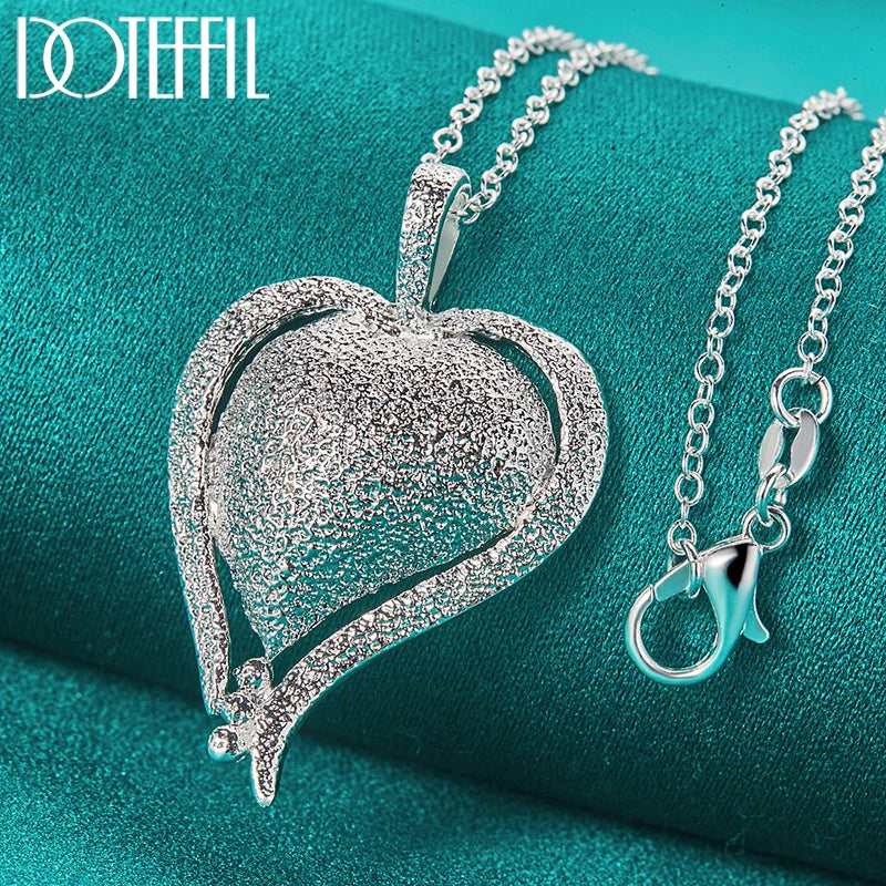 925 Sterling Silver Heart Pendant Necklace 16-30 Inch Snake Chain for Woman Wedding Engagement Party Charm Jewelry
