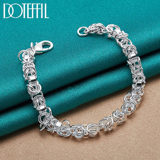 925 Sterling Silver 24K Gold Brand Design Charm Chain Bracelet for Women Man Fashion Engagement Wedding Jewelry