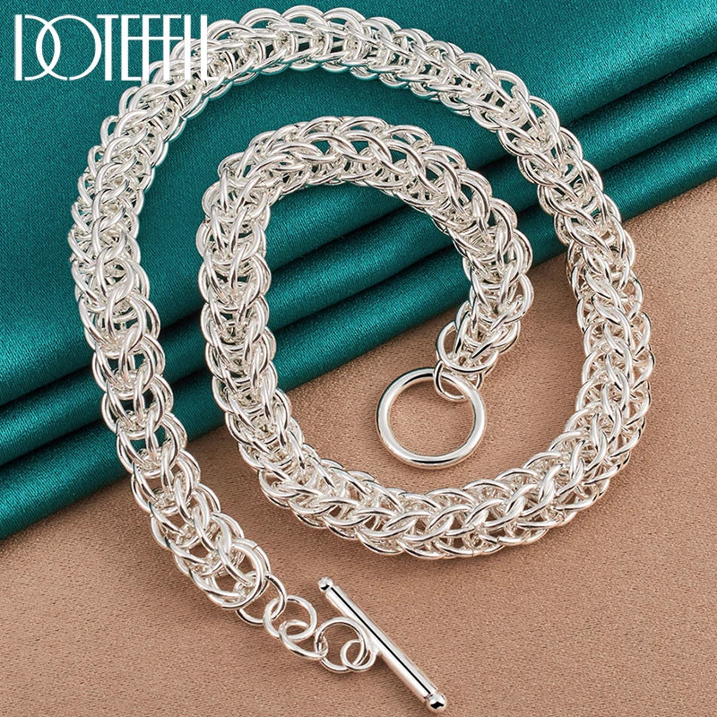 925 Sterling Silver Many Circles Chain Necklace for Man Woman Wedding Engagement Fashion Jewelry