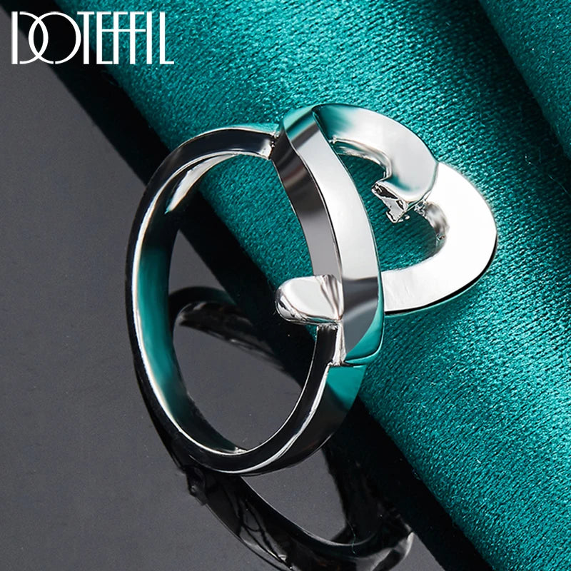 925 Sterling Silver Heart Ring for Women Man Wedding Engagement Party Jewelry