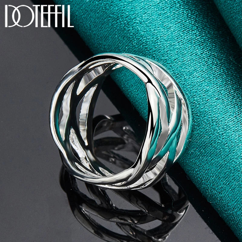 925 Sterling Silver Cross Intertwined Ring for Woman Wedding Engagement Party Fashion Charm Jewelry