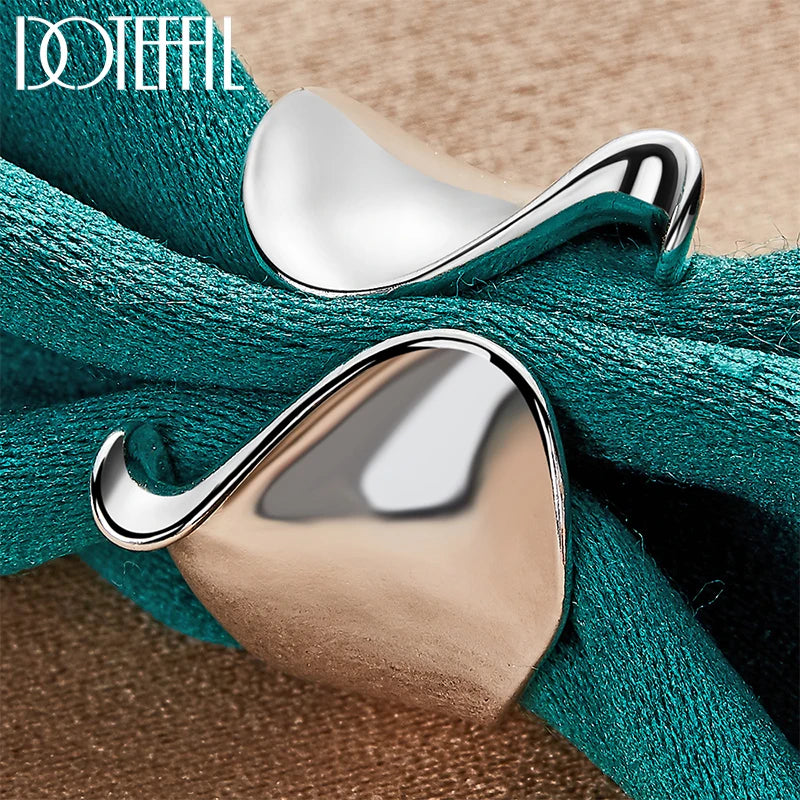 925 Sterling Silver Curved Smooth Surface Ring for Woman Man Fashion Wedding Party Charm Jewelry