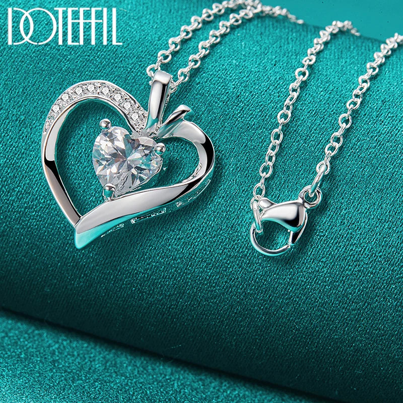 925 Sterling Silver 16-30 Inch Chain AAA Zircon Heart Pendant Necklace for Woman Wedding Engagement Charm Jewelry