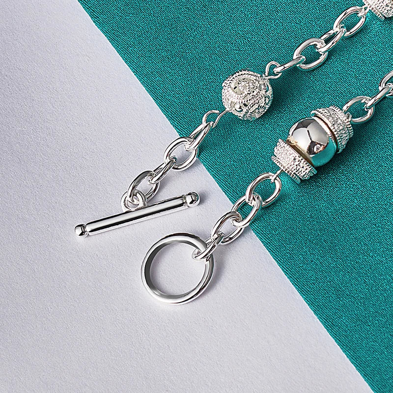 925 Sterling Silver Charm Hollow Ball Bracelet for Woman Man Wedding Engagement Party Fashion Jewelry